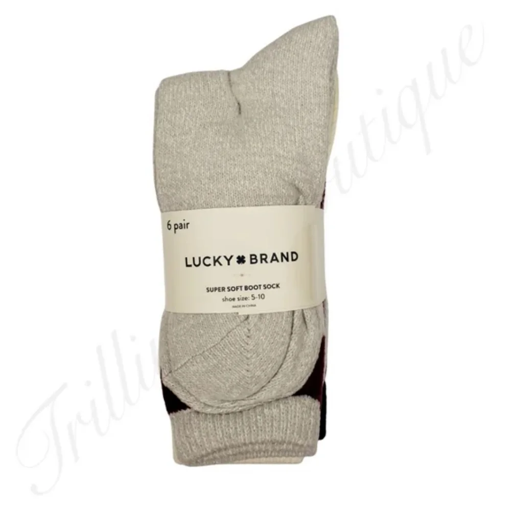 Lucky Brand Super Soft Boot Socks Women's Shoe Size: 5-10 (6-pairs Total)